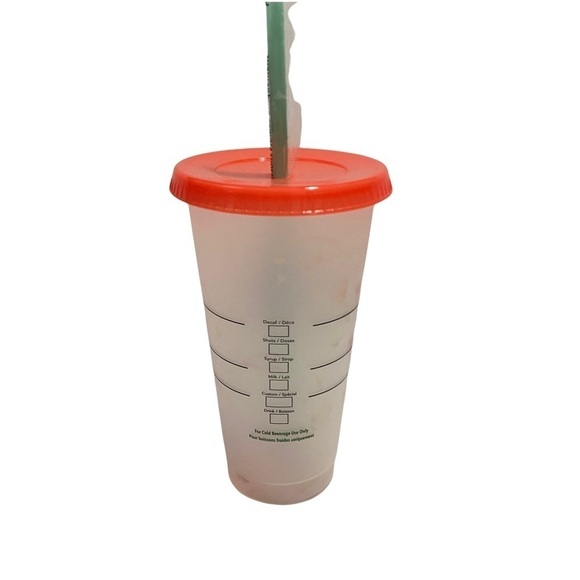 2021 Starbucks Orange Lid Swirl Marble Color Changing Cup with Straw 24 fl oz - Picture 3 of 4
